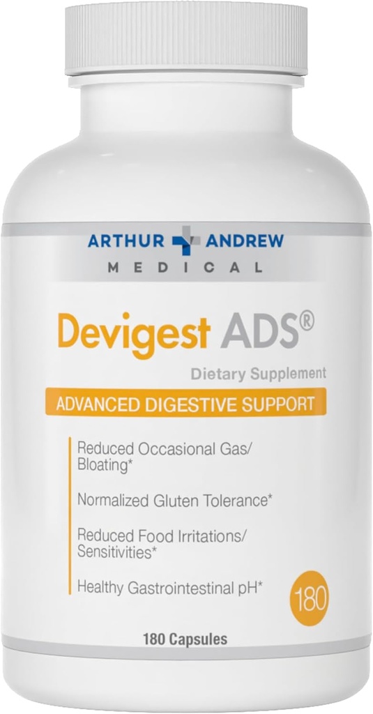 Arthur Andrew Medical - Devigest ADS, Advanced Digestive Support, Lactose intolerans ve Casein Hassasiyeti için Yardım, Vegan, Non-GMO, 180 Capsules