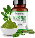 Dr. Herbalist Moringa Oleiferadüksiyon 300 mg – 60 Vegan Capsules | 10:1 (3,000 mg Raw Leaf Eq) | Max Strength Superfood Supplement
