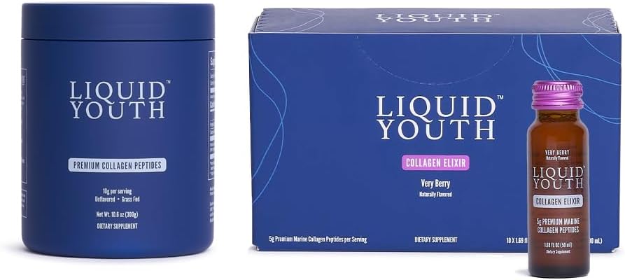 Collagen, Toz & Very Berry Liquid Collagen Shots for Women & Men - Tip I & III Premium Grass-fed Bovine & Marine Collagen - Saç Büyümesi, Skin, Nail, Bone & Ortak Sağlık (40 Hizmet)