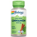 SOLARAY True Herbs Cinnamon Bark 1000 mg - Ground Cinnamon Supplements - Herbal Support for General Wellness - Non-GMO Project  Valid - Vegan Capsules, 60-Day Garanti - 30 Hizmet, 60 VegCaps