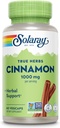SOLARAY True Herbs Cinnamon Bark 1000 mg - Ground Cinnamon Supplements - Herbal Support for General Wellness - Non-GMO Project  Valid - Vegan Capsules, 60-Day Garanti - 30 Hizmet, 60 VegCaps