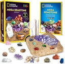 NATIONAL GEOGRAPHIC Mega Gemstone Dig Kit – Dig Up 15 Real Gemstones and Crystals, Science Kit for Kids, Gem Digging Kit, Girls for Girls and Boys, Mining Kit, Rock Collection