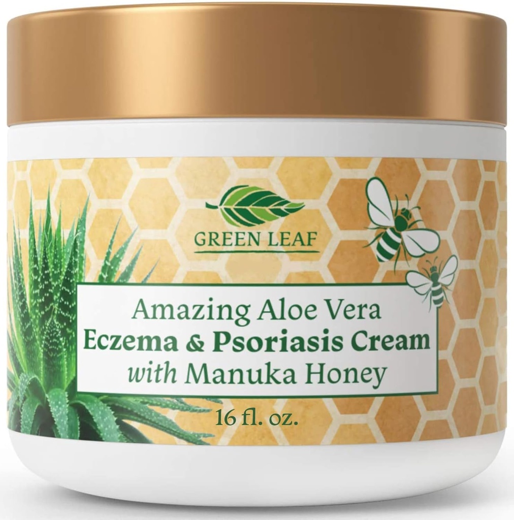 Manuka Honey Eczema Krem Psoriasis Relief - Itchy, Kuru Skin Rash Ointment -Skin Soothing Moisturizer Baby Kids & Yetişkinler-High Strength Body & Face Cream 16oz