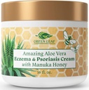 Manuka Honey Eczema Krem Psoriasis Relief - Itchy, Kuru Skin Rash Ointment -Skin Soothing Moisturizer Baby Kids & Yetişkinler-High Strength Body & Face Cream 16oz