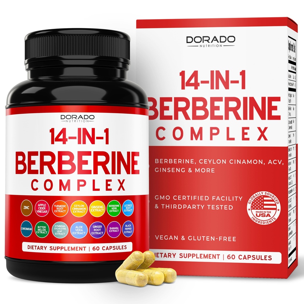 GLP-1 Supplement 14 in 1 Formula (GLP1 Supplement with Berberine, ACV, Chromium, Ceylon Cinnamon, Turmeric & More) Destek Gut Health & Metabolism - Üçüncü Parti Test Edildi, Vegan Güvenli & ABD Made