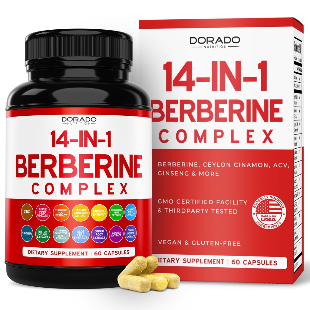 GLP-1 Supplement 14 in 1 Formula (GLP1 Supplement with Berberine, ACV, Chromium, Ceylon Cinnamon, Turmeric & More) Support Gut Health & Metabolism - Third Party Tested, Vegan Safe & USA Made