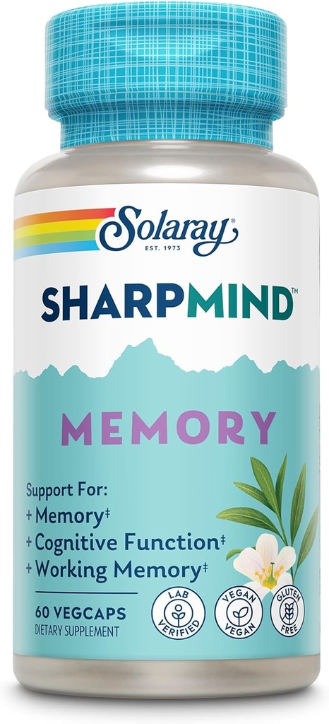 SOLARAY SharpMind Formula μνήμης - Συμπληρώματα εγκεφάλου για τη μνήμη και την εστίαση - Cognivia, Gotu Kola & Chaga Mushroom συμπλήρωμα - Ginkgo Biloba Εναλλακτική - 60-Ημέρες Εγγύηση - 30 Υπηρεσίες, 60 VegCaps