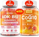 NEVISS 2Pack Vitamin ADK ile B12 Gummies + 1Pack CoQ10-250 mg Doldurulmuş Gummies