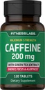 Fitness Laboratuvarları Caffeine Pills | 200 mg | 120 Tabletler | Yeşil Çay Ekstraksiyon ile | En Güçlü Tamam | Vejetaryen, Non-GMO, Gluten Free