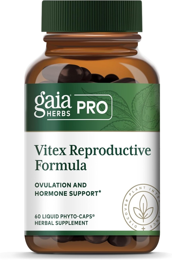 Gaia Herbs Pro Vitex Reproductive Formula - Aids Health Ovulation & Reproductive Function* - Tamam with Chaste Tree Berry, Dandelion Root & Ginger Root - 60 Liquid Phyto-Caps (30 hizmet)