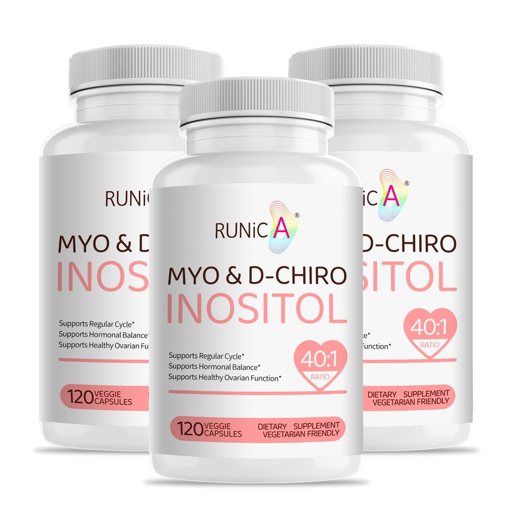 Myo-Inositol & D-Chiro Inositol συμπλήρωμα για τις γυναίκες - Ideal 40:1 Ratio - Υποστήριξη γυναικεία ορμονών Ισορροπία & Γονιμότητα & Οβαρική Υγεία - Vegan Κάψουλες σκόνης - 90-Ημέρες προσφοράς