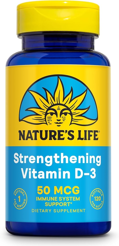 Ενίσχυση της ζωής της φύσης Βιταμίνη D3 2000 IU (50 mcg) - Βιταμίνη D - Υγεία των οστών και ανοσοποιητικό συμπλήρωμα υποστήριξης - Easy-to-Swallow Softgels - 60-Day Εγγύηση, Εργαστήριο Επαληθευμένο - 120 Μερίδες, 120ct