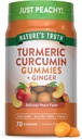 Doğanın Gerçek Turmeric ve Ginger Gummies | 70 Kont | Peach Flavor | Vegan, Non-GMO, & Gluten Free Supplement Supplement Supplement