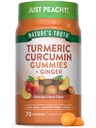 Doğanın Gerçek Turmeric ve Ginger Gummies | 70 Kont | Peach Flavor | Vegan, Non-GMO, & Gluten Free Supplement Supplement Supplement
