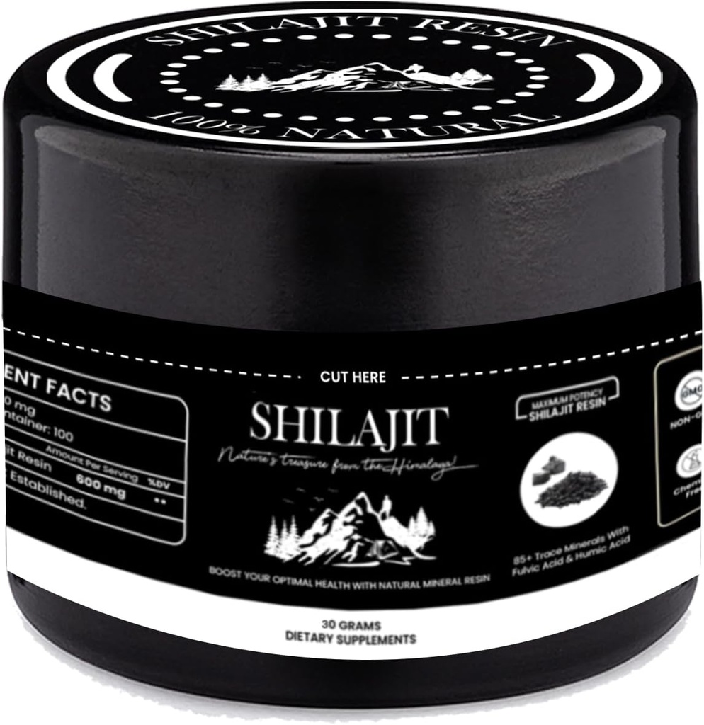 Shilajit Pure Imalaya Resin - 100% Pure Shilajit με Fulvic Acid & 85+ Trace Minerals - Υποστηρίζει την ενέργεια, την ασυλία & την υγεία των ανδρών (30 γραμμάρια)
