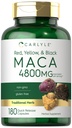 Carlyle Maca Root Capsules for Women & Men | 4800 mg | 180 Kont | Yüksek Potency | Non-GMO & Gluten Ücretsiz Supplement Supplement