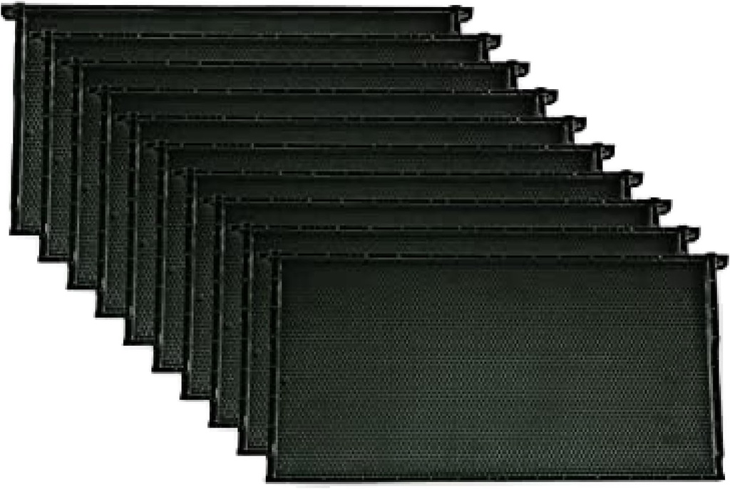 Mann Lake Premium Beekeeping Frames, All-in-One Frame & Foundation, Natural Beeswax Coating, Universal Fit, BPA & BPS Free, 9 1/8 Inches, Black, 10-Pack