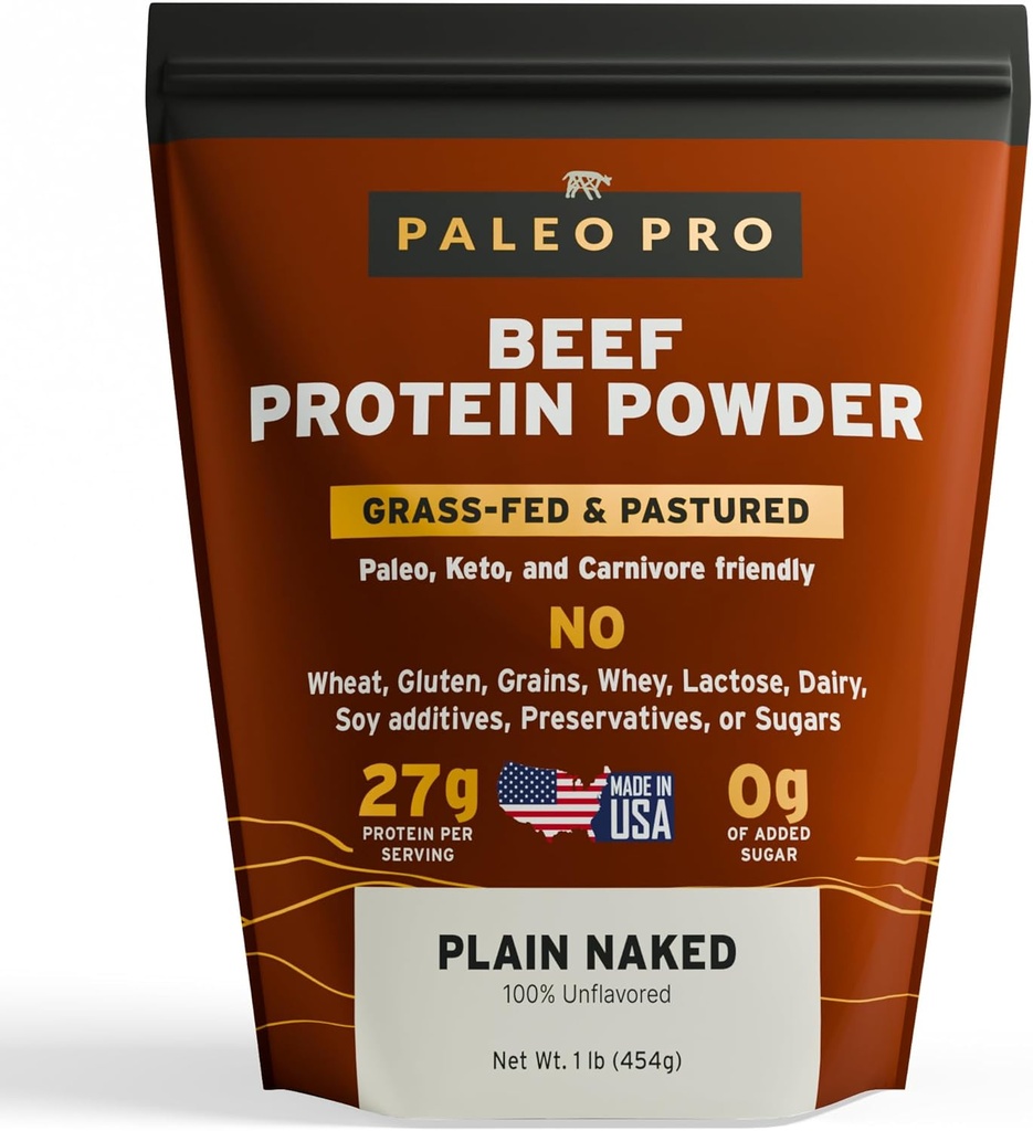 PaleoPro protein Toz Grass-Fed, Pastured, Cage-Free protein | Gluten & Dairy Free. No Sugar, Soy,js or Net Carbs | Paleo & Keto Friendly - 15 Hizmetler (16 oz, Plain)