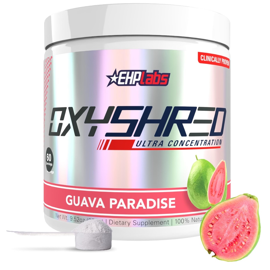EHP Laboratuvarları OxyShred Pre Workout Toz & Kedding Supplement - L Glutamine & Acetyl L Carnitine, Enerji Boost Drink - Guava Paradise, 60 Hizmetler