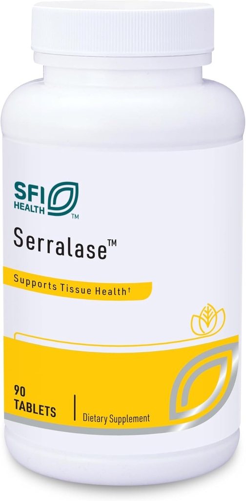 Klaire Labs SFI Health Serralase - Χορτοφαγικό Πρωτολυτικό Ένζυμο Μείγμα με Serratia Peptidase & Bromelain για Digetion, που προέρχεται από την Παπάγια & Ανανά, Hypoallergenic (90 Enteric Coated Tablets)
