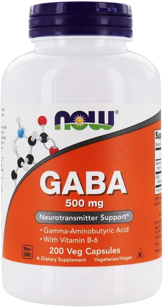 NOW Foods - GABA με βιταμίνη B6 500 mg. - 200 κάψουλες λαχανικών