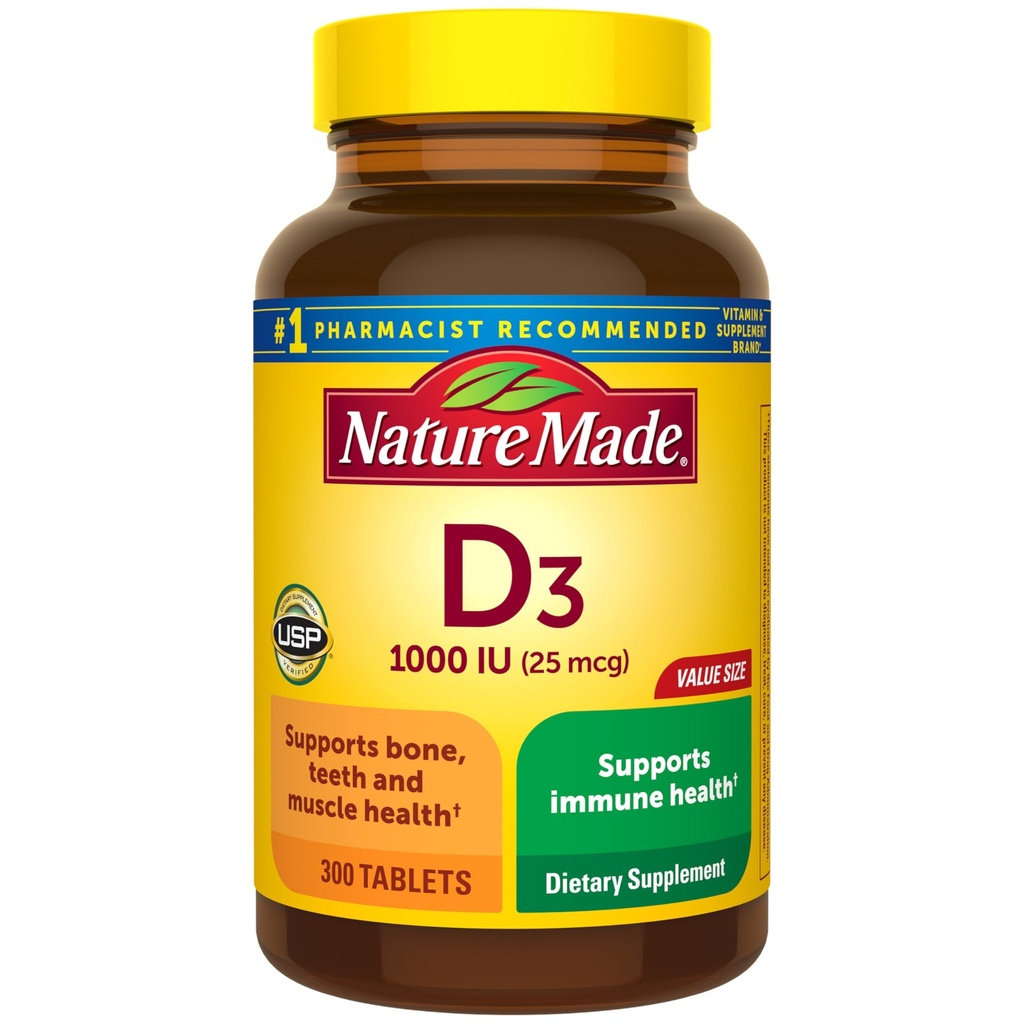Doğa D3 1000 IU (25 mcg), Kemik, Diş, Kas ve Immune Health Support, 300 Tablet, 300 Gün Supply Supply