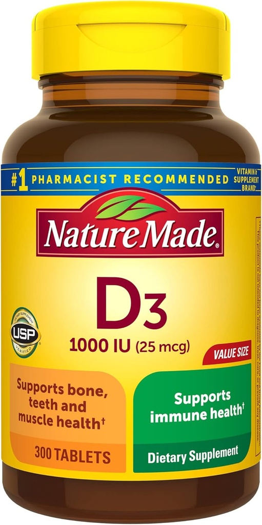 Doğa D3 1000 IU (25 mcg), Kemik, Diş, Kas ve Immune Health Support, 300 Tablet, 300 Gün Supply Supply