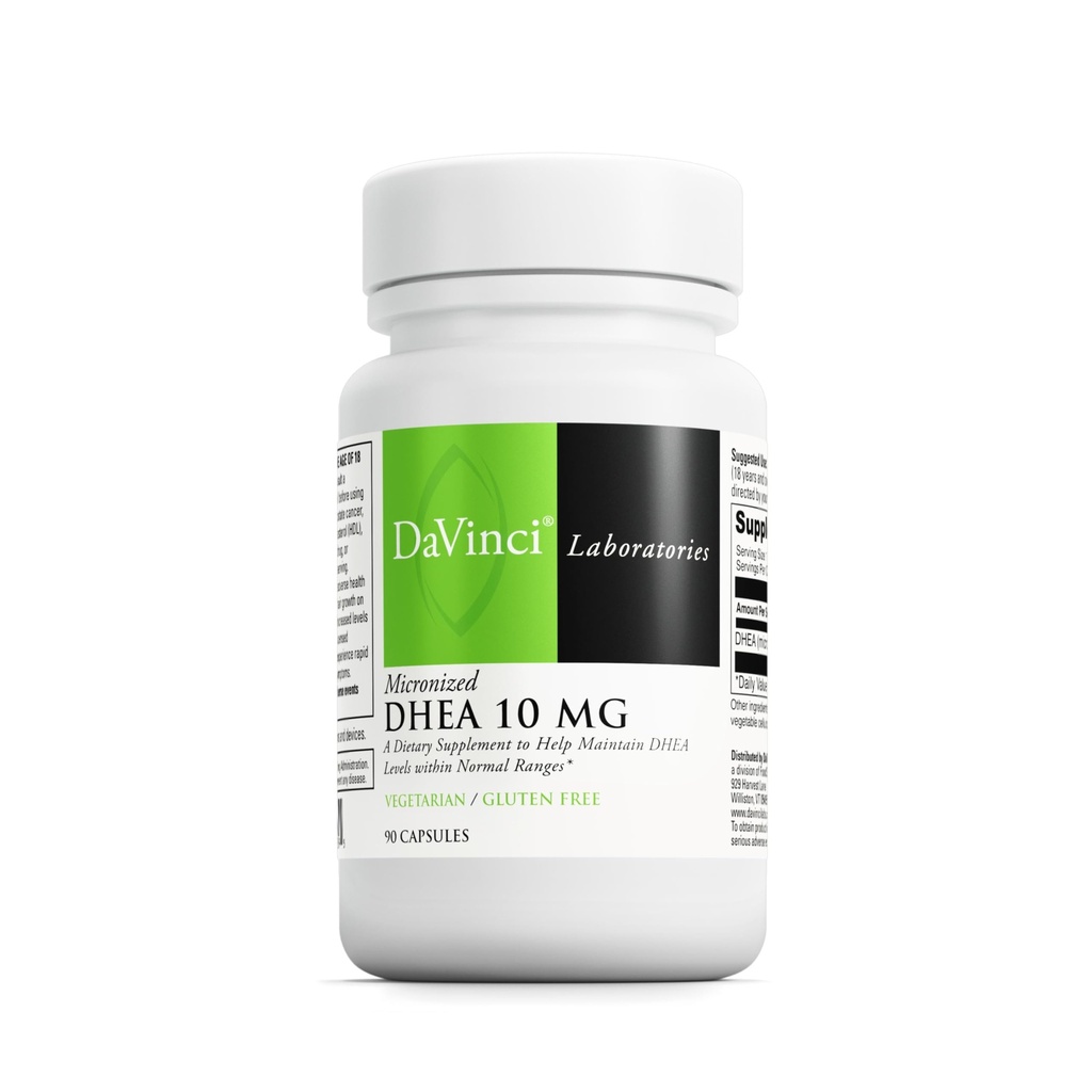 DAVINCI Laboratuvarları Mikronized DHEA 10 mg - Sağlıklı Ağlama, Hormon Dengesi, Beyin Sağlığı, Tiroid Fonksiyonu ve Daha Fazlası - Vejetaryen, Gluten-Free - 90 Capsules
