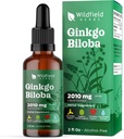 Ginkgo Biloba Extract Drops Liquid 2000 mg (Ginkgo biloba L.) Herbal Supplement Absorbs Better Than Capsules, 1 Ay Supply, 84 Hizmet, Alkol Özgür Tincture - 2 Oz, Pack of 1
