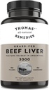 Thomas'ın tüm doğal remedies Grassfed Beef Liver Supplement, 3000 mg Liver Support Supplement, Pasture Arjantin'de Yükseldi, Non-GMO & Hormon Free (180 Caps)