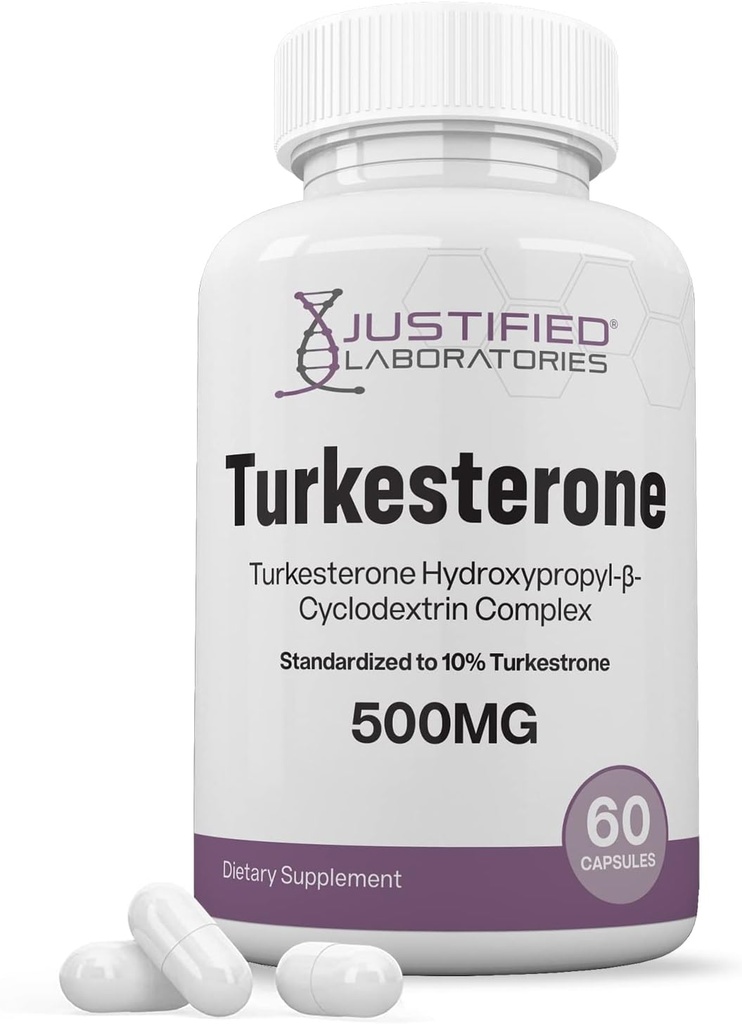Justified Laboratories Turkesterone 500mg 10% Standardized Naturally Increase Stamina Endurance Strength 60 Capsules