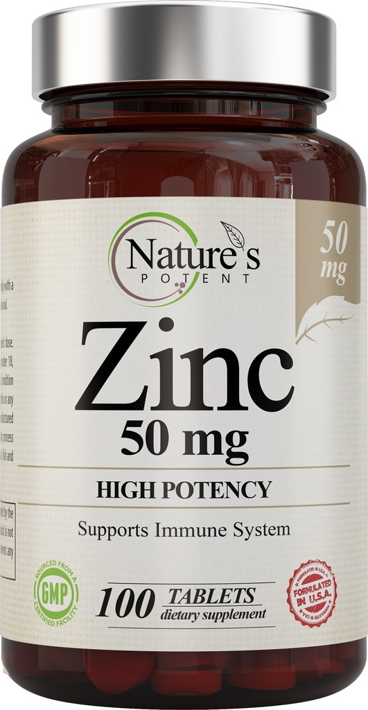 Çinko 50mg [High Potency] Supplement - Immune Support System from Natural çinko (Oxide/Citrate) 100 Tablet, Nature's Potent tarafından yapılan.