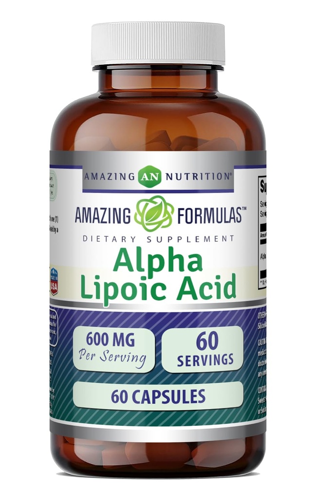 Amazing Formulas Alpha Lipoic Acid | 600 Mg Per | Capsules | Non-GMO | Gluten Free | Made in USA (1 Pack | Count 60)
