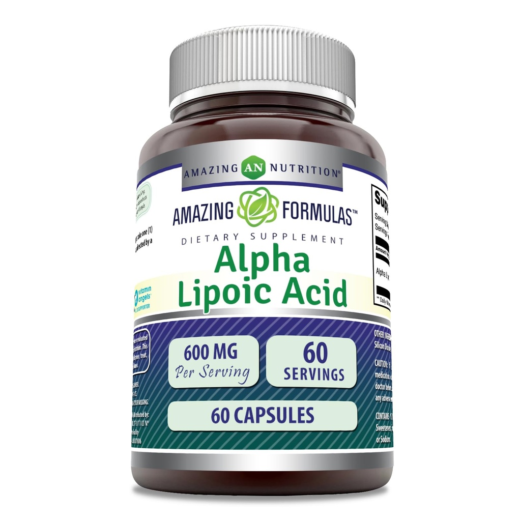 Amazing Formulas Alpha Lipoic Acid | 600 Mg Per Serving Supplement | Capsules | Non-GMO | Gluten Free | Made in USA (1 Pack | 60 Count)