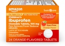 Temel Bakım Çocuklarının Ibuprofen Chewable Tabletleri, Ağrı Reliever ve Ateş Tanımları, Orange Flavor, 2-11, Sons up to 8 Hours, 100 mg, 24 Count