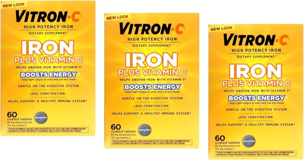 Vitron-C Yüksek Potency Iron Supplement ile C, LimitedQuantity (180 Count Total)