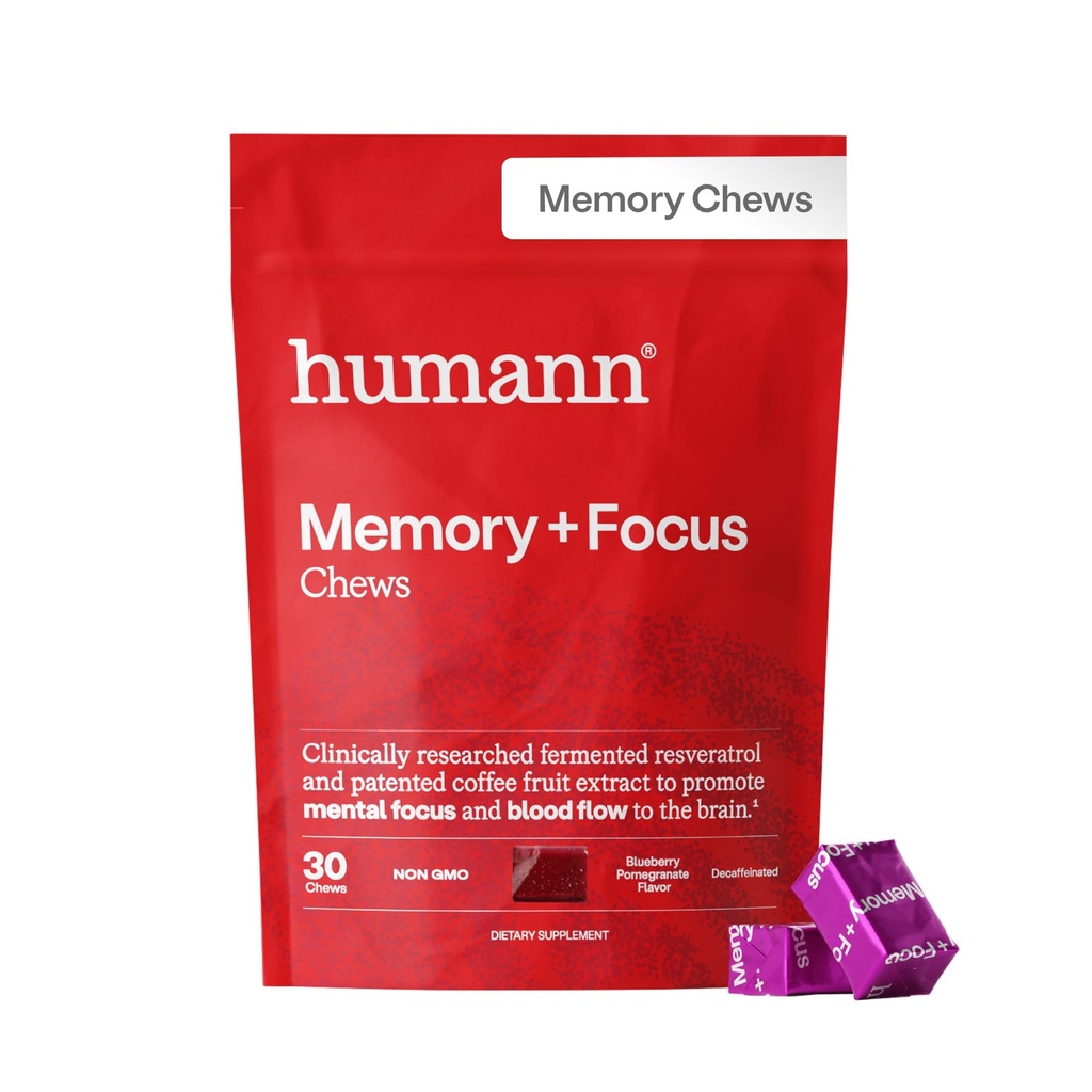 HumanN SuperBeets Brain Supplements for Memory and Focus Chews, mental Alertness, Klinik olarak Studied Nootropics, Resveratrol Supplement Plus Beet Root Toz, Blueberry Pomegranate Flavor, 30 Count