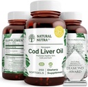 Doğal Nutra Norveçli Cod Liver Oil Supplement, Skin'i korumak için yardımcı olur, Vücut Yoğunluğu, Göz Sağlığı ve Sinir Fonksiyonları, Diş Sağlığı, Destekler Cardiovascular Health, 250 Softgels