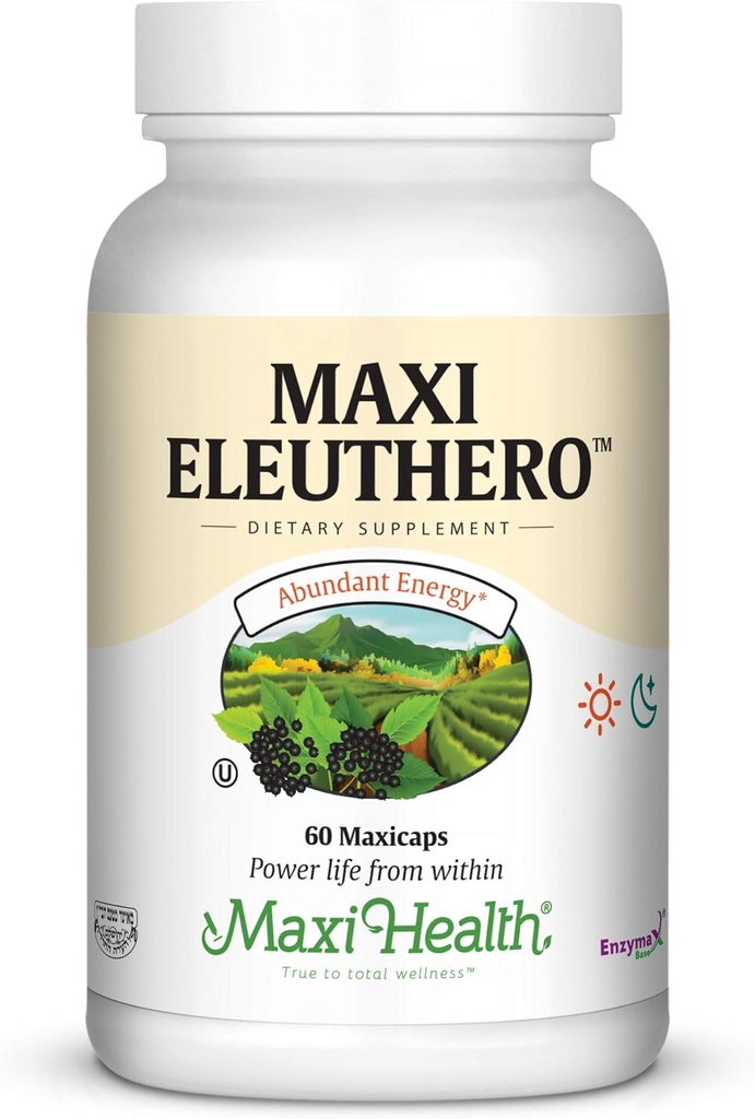 Maxi Health Eleuthero -% 0.8 Eleutherosides - Stres ve Enerji Formula - 60 Capsules - Kosher (QSG)