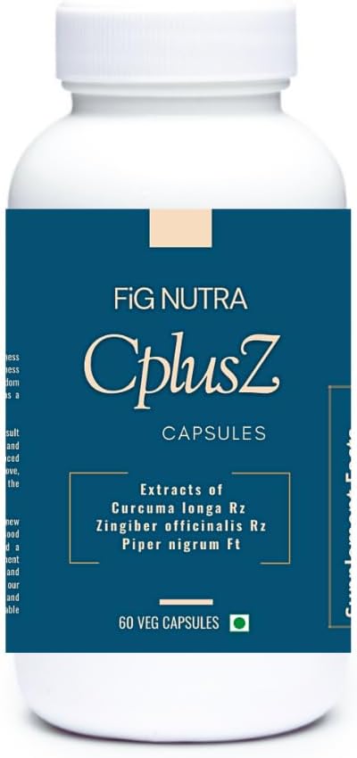FiG Nutra'nın CPlusZ: Black Pepper & Ginger Extracts ile Yüksek Potency Curcumin - Ortak ve Metabolik ve Antioksi Desteği için Geliştirilmiş Formula - 60 Veg Caps