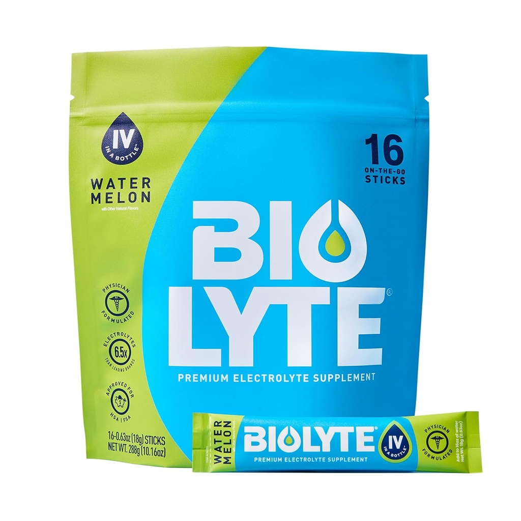 BIOLYTE IV Elektrolyte Toz Paketleri, IV Sıvı Su için Mix, Doktor-Developed Hydration, Onaylanmış Dehidrasyon Yardımı, Chemoterapi Kadınlar ve Erkekler için Sahip olmalıdır - Watermelon (16 Pack)