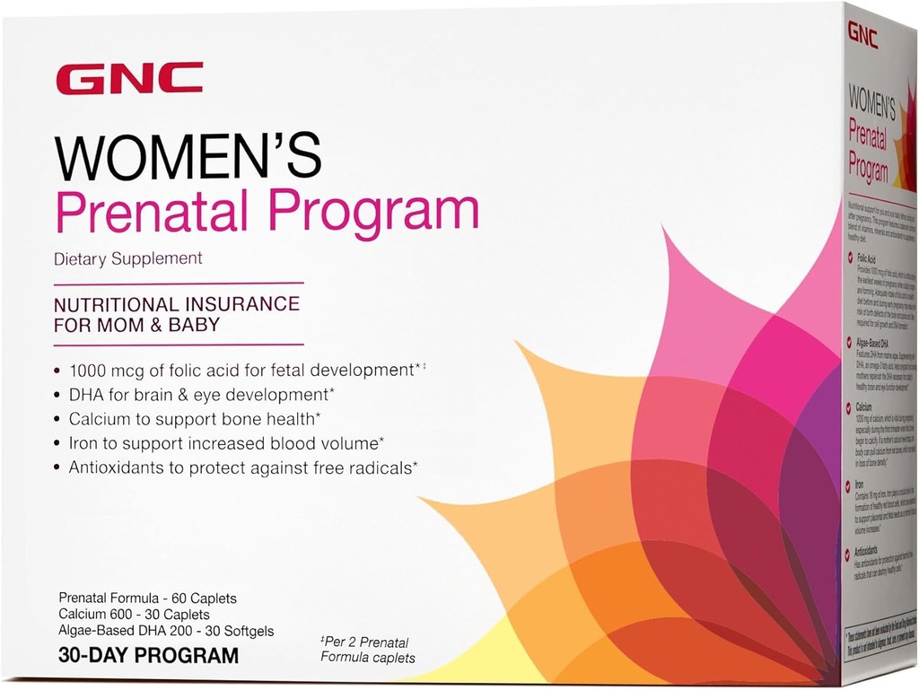 GNC Women's Prenatal Program, Daily Supplement System, Fetal Needs, Targeted Prenatal ve Hamile Essentials, 30 Packs