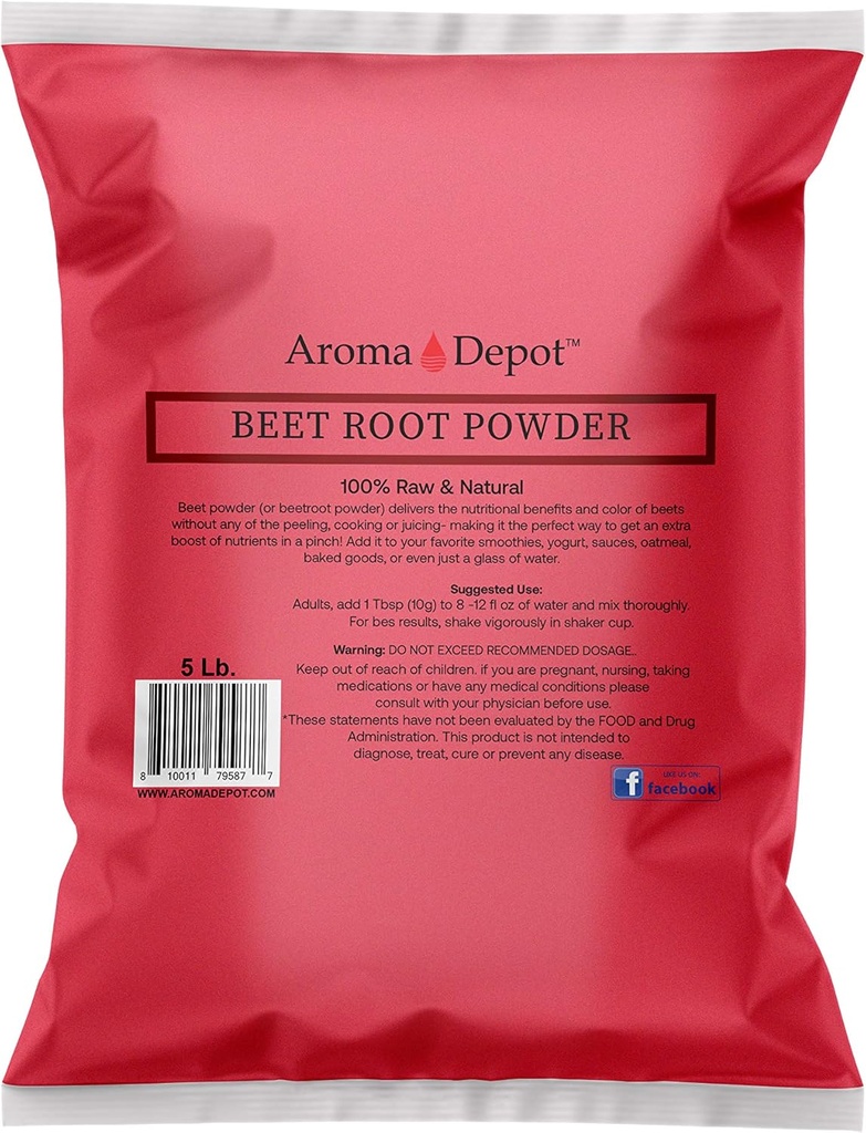 Beet Root Toz 5 lb. by Aroma Depot Raw & Non-GMO I Vegan & Gluten Free I Nitric Hoffman I Boost Stamina and Arts Energy Immune Systemjp I 100% Natural Natural Natural