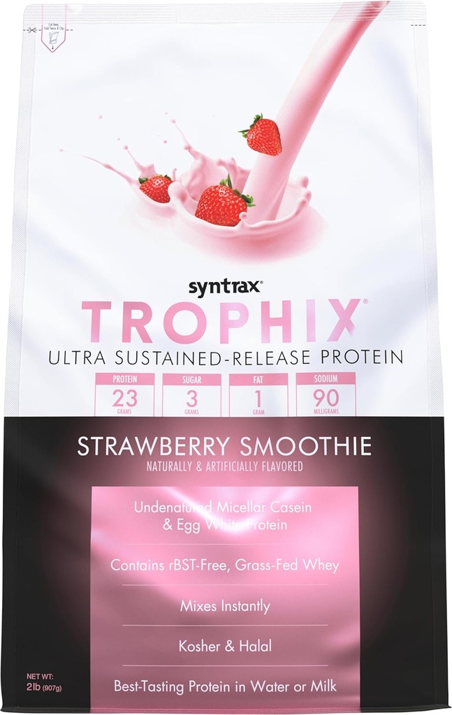 Syntrax Beslenme Trophix, Ultra Sustained-Release protein Toz Mix, Strawberry Smoothie, 2 lbs.