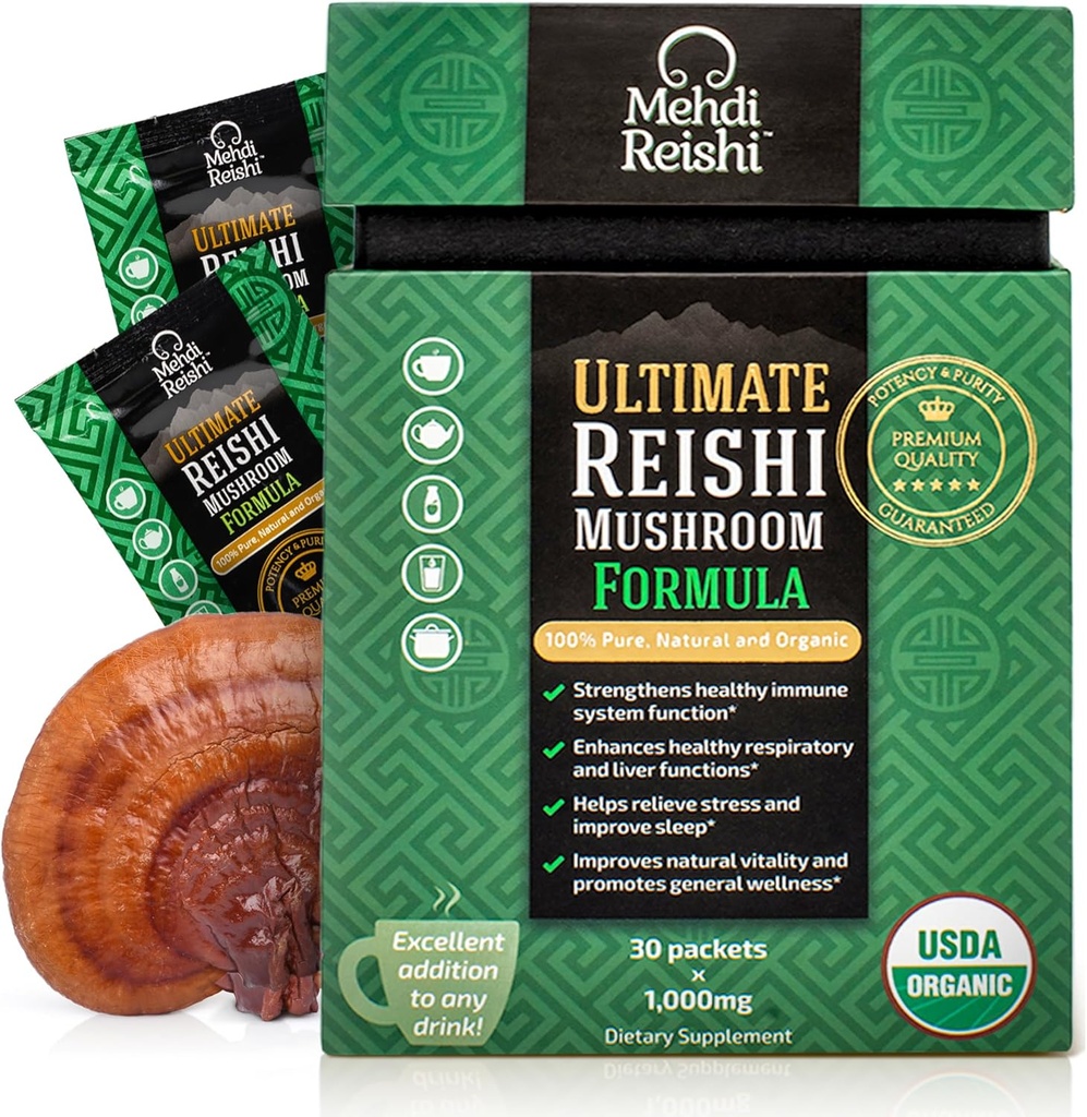 Ultimate Reishi Mushroom Formula - 30 Hizmet -% 100 Pure, Premium ve Organik Reishi Ekstraksiyon ve Sporlar Toz - Ganoderma Lucidum, Lingzhi - Yüksek Potency Toz (30 Grams)