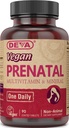 Deva Vegan Prenatal Multivitamin ve Mineral Supplement - Once-Per-Day Formula - Vitaminler A, C, D, E, K, B Kompleksi, Folate & Chelated Iron - 90 Kaplamalı Tabletler, 1-Pack