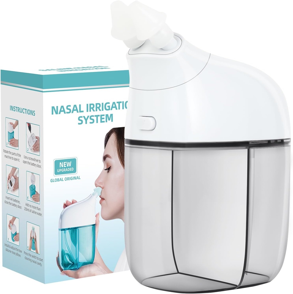 Nasal Irrigation System, Nasal Care, Sinus Rinse Machine, Nasal Rinse Makinesi, Sinus için Auto Waste Collection function, Runny Nose, Nasal Congestion Grey