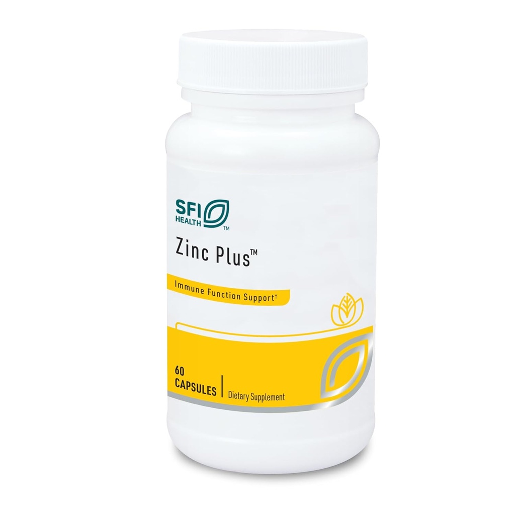 Klaire Labs SFI Health Zinc Plus Immune Support Supplement - Κιτρικό ψευδάργυρου με χαλκό, βιταμίνη Β6 & βιταμίνη C - Hypoallergenic (60 κάψουλες)