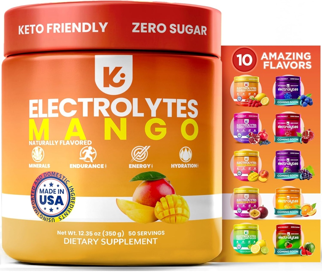 Keppi Douglastion Electrolytes - Mango - Elektrolyte Toz No Sugar - Sips Like Sunshine - Keto Electrolytes Toz - Elektrolytes Sugar Free - Elektrolyte Toz