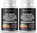 Sea Moss Black Seed Oil Ashwagandha Turmeric Bladderwrack Burdock - Manuka, Honey Dandelion, ACV Black Pepper Gluten Free- 120 Count Count Count Count